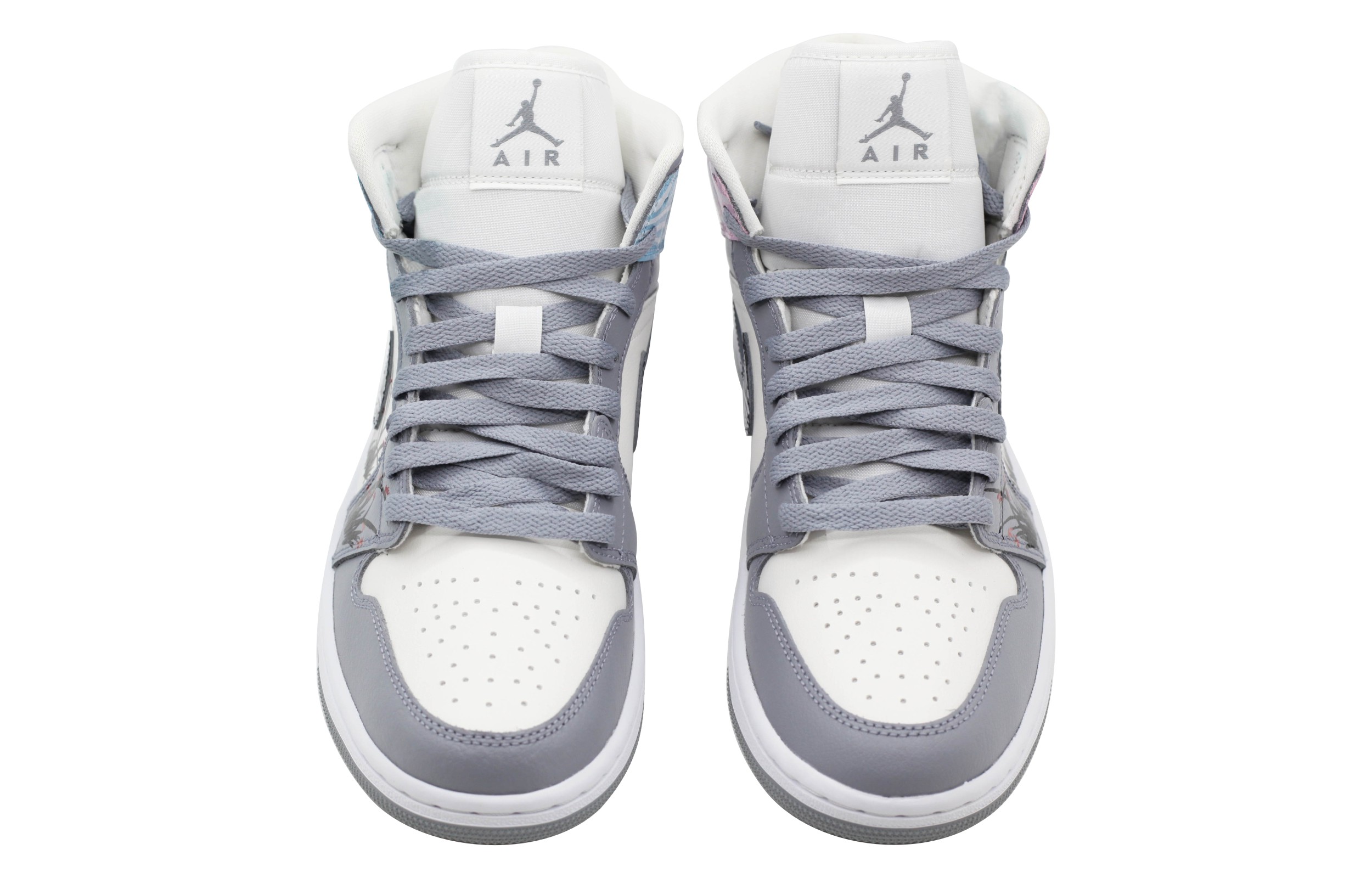 Purchase (W) [Kasut Custom] Air Jordan 1 Mid 'Orkid Cloud Brokat Kelabu Putih' BQ6472-115(Team39-AMY72兰花)