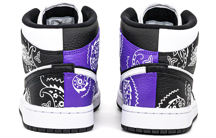 Shop (W) 에어 조던 1 미드 '페이즐리 블랙 퍼플' (커스텀) DR0501-101(team肆-黑白紫腰果花A)