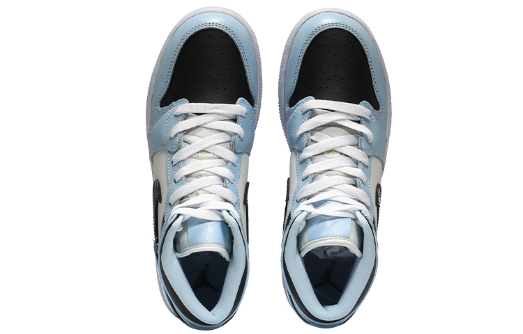 Shop 【定製球鞋】Jordan Air Jordan 1 Mid 可愛熊貓 中式萌寵 經典百搭 中幫 復古籃球鞋 女款 白藍色