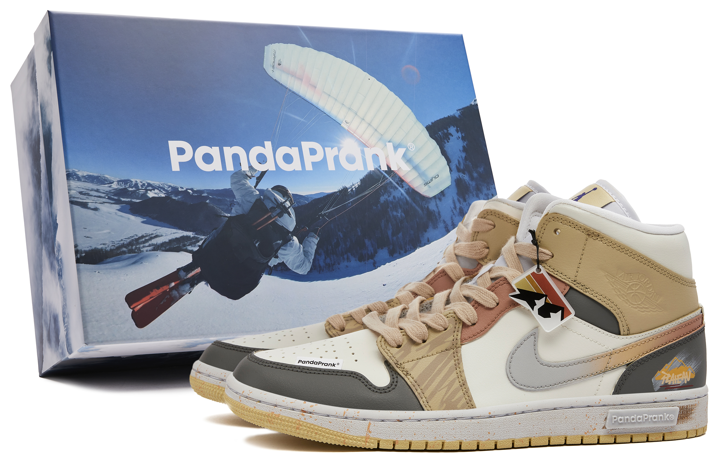 Buy (W) [Zapatillas Personalizadas] Air Jordan 1 Mid 'Panda Prank Danxia Aventura' BQ6472-701-486859