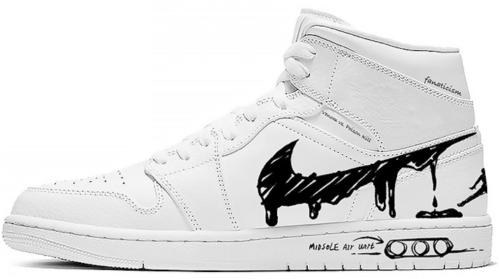 【定制球鞋】 Jordan Air Jordan 1 Mid 皮質 鉛筆 融化風 塗鴉 噴繪 中幫 復古籃球鞋 女款 黑白 Buy 【定制球鞋】 Jordan Air Jordan 1 Mid 皮質 鉛筆 融化風 塗鴉 噴繪 中幫 復古籃球鞋 女款 黑白