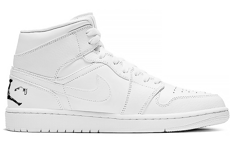 Order (W) [Sepatu Kustom] Air Jordan 1 Mid 'Pencil Melt Graffiti' 554725-129(Team-E女款铅笔涂鸦黑白)