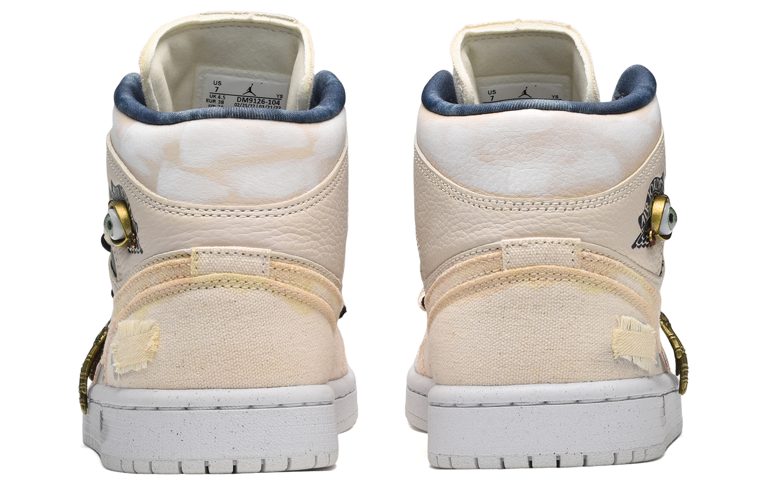 Shop (W) [Kasut Custom] Air Jordan 1 Mid 'Firaun Mumia Hitam Putih Coklat' DM9126-104(TeamE-女款埃及法老黑白棕)