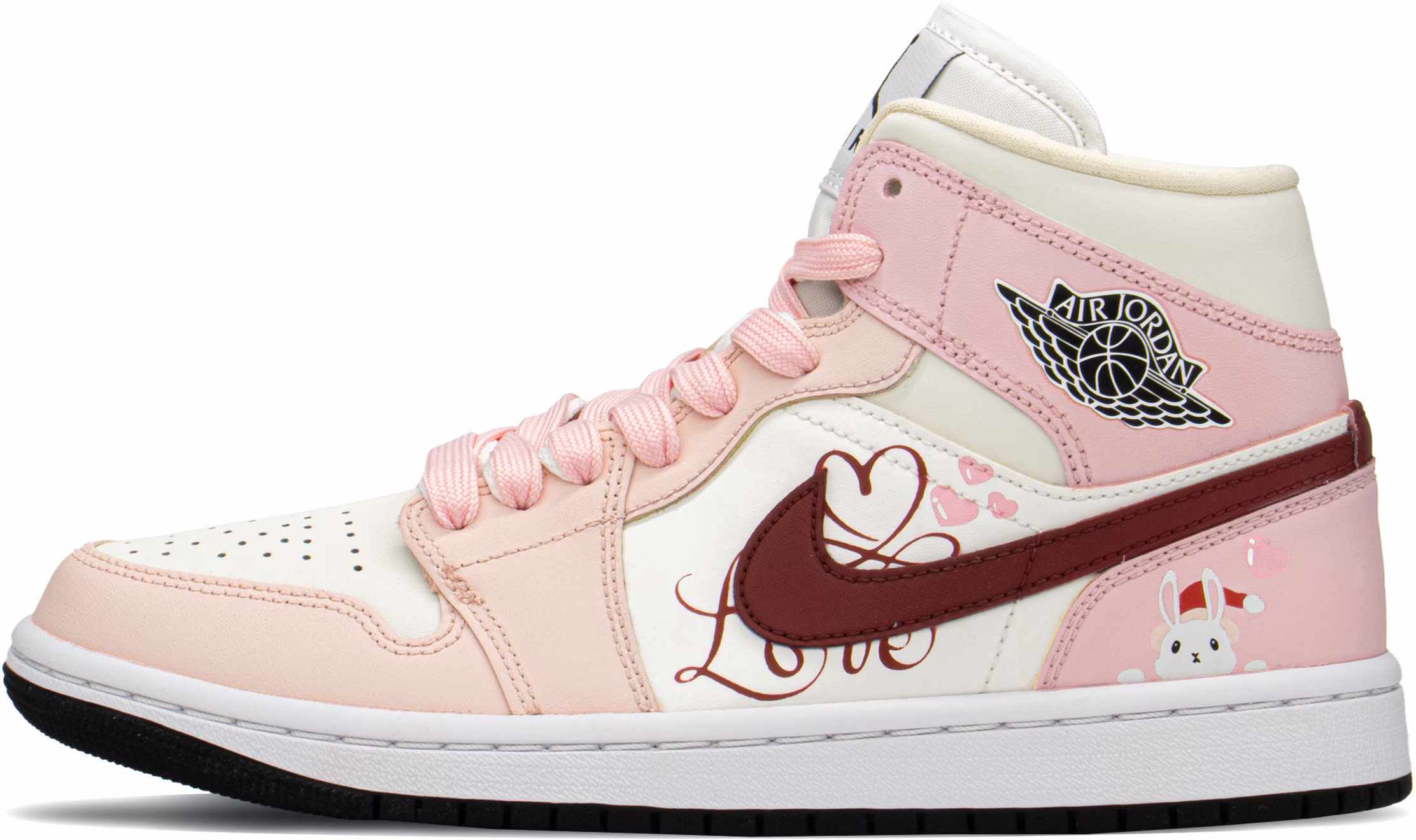 custom-shoes-women-air-jordan-1-mid-pink-white-bunny-pack