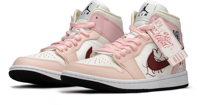 (W) 【定制鞋款】Air Jordan 1 Mid 粉白兔子套装 BQ6472-121(TeamA-AJM兔宝宝S-BOX) Lookbook (W) 【定制鞋款】Air Jordan 1 Mid 粉白兔子套装 BQ6472-121(TeamA-AJM兔宝宝S-BOX)