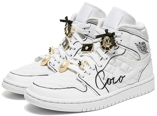 (W) 에어 조던 1 미드 '화이트 플래드' 커스텀 DB6078-100(TeamB-格纹小香风S-BOX) Lookbook (W) 에어 조던 1 미드 '화이트 플래드' 커스텀 DB6078-100(TeamB-格纹小香风S-BOX)