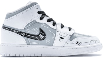 【客製球鞋】Jordan Air Jordan 1 Mid 野鶴製造 電玩 立體按鍵 PS5主題 中幫 復古籃球鞋 女款 黑白灰 Order 【客製球鞋】Jordan Air Jordan 1 Mid 野鶴製造 電玩 立體按鍵 PS5主題 中幫 復古籃球鞋 女款 黑白灰