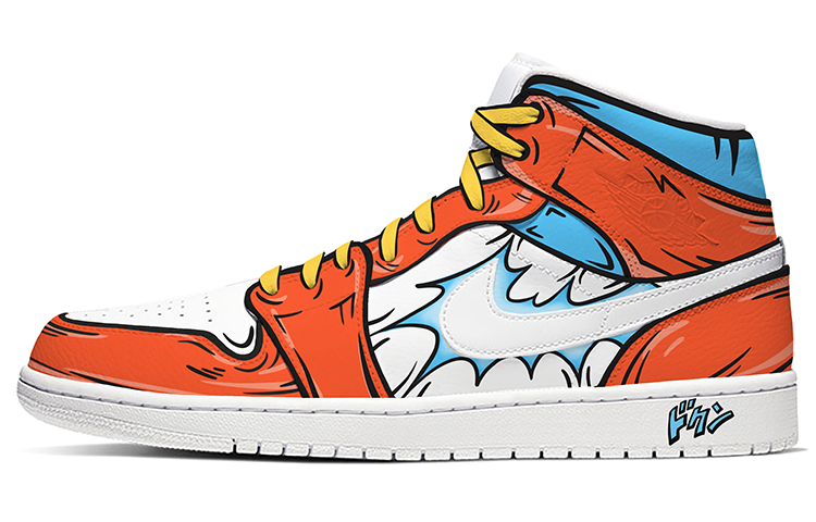 Buy (W) [Sneaker Kustom] Air Jordan 1 Mid 'Gelombang Qi Gong' 554725-129(Team-E女款二次元气功波橙蓝白)