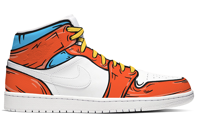 Order (W) [Sneaker Kustom] Air Jordan 1 Mid 'Gelombang Qi Gong' 554725-129(Team-E女款二次元气功波橙蓝白)