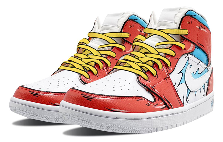 Lookbook (W) [Sneaker Kustom] Air Jordan 1 Mid 'Gelombang Qi Gong' 554725-129(Team-E女款二次元气功波橙蓝白)