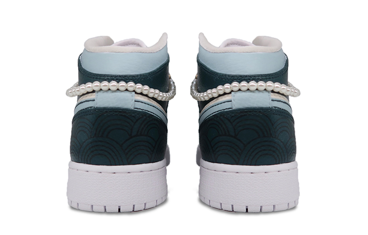 Purchase (W) [Zapatos Personalizados] Air Jordan 1 Mid 'Qipao' 554725-129（TeamD--女款旗袍白绿）