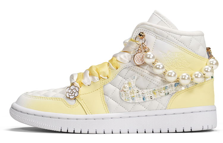 [Custom Shoes] (Women) Air Jordan 1 Mid 'Quilted White Goddess'