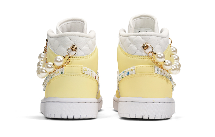 Shop (W) [Kasut Tersuai] Air Jordan 1 Mid 'Dewi Putih Berlapik' DB6078-100(TeamE-女款小香风白黄)