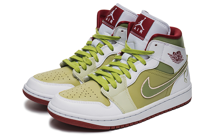 Lookbook (W) [Kasut Custom] Nike Air Jordan 1 Mid 'Reverse Chicago Matcha' BQ6472-161(Team22-抹茶叶子白绿A-BOX)