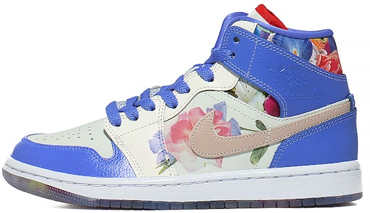【定製球鞋】Jordan Air Jordan 1 Mid 浪漫花卉 傾城之戀 潮流 防滑耐磨緩震 高筒復古籃球鞋 女款 白藍 Buy 【定製球鞋】Jordan Air Jordan 1 Mid 浪漫花卉 傾城之戀 潮流 防滑耐磨緩震 高筒復古籃球鞋 女款 白藍