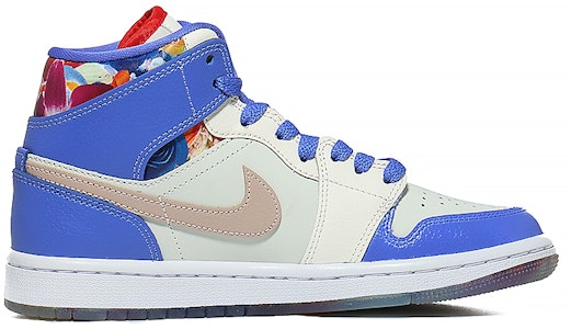【定製球鞋】Jordan Air Jordan 1 Mid 浪漫花卉 傾城之戀 潮流 防滑耐磨緩震 高筒復古籃球鞋 女款 白藍 Order 【定製球鞋】Jordan Air Jordan 1 Mid 浪漫花卉 傾城之戀 潮流 防滑耐磨緩震 高筒復古籃球鞋 女款 白藍