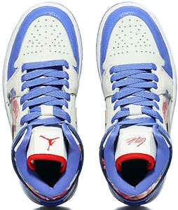 【定製球鞋】Jordan Air Jordan 1 Mid 浪漫花卉 傾城之戀 潮流 防滑耐磨緩震 高筒復古籃球鞋 女款 白藍 Shop 【定製球鞋】Jordan Air Jordan 1 Mid 浪漫花卉 傾城之戀 潮流 防滑耐磨緩震 高筒復古籃球鞋 女款 白藍