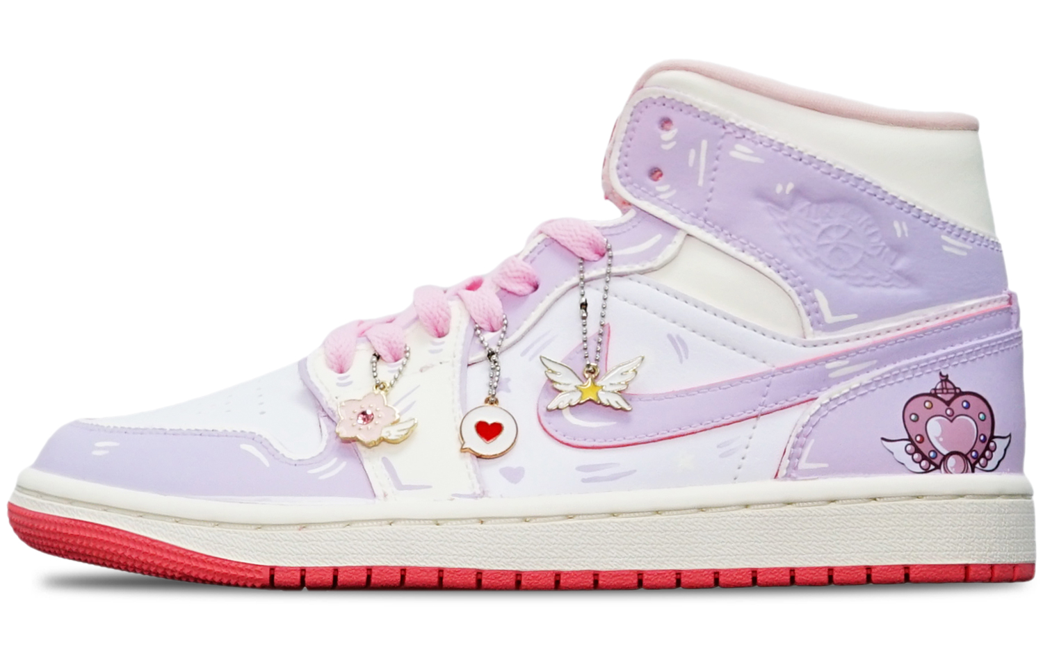 Buy (W) [Kasut Custom] Air Jordan 1 Mid 'Sayap Cinta Sailor Moon' BQ6472-186(TeamT-光变粉心翅膀S-BOX)
