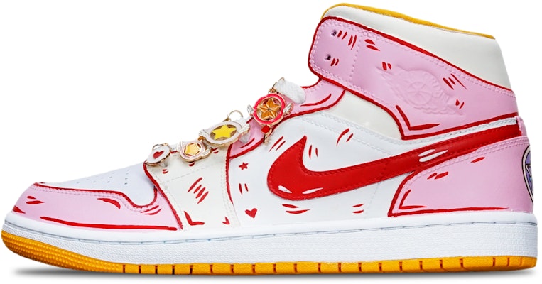 【特製球鞋】Jordan Air Jordan 1 Mid 美少女戰士 特殊鞋盒 中筒 復古籃球鞋 女款 粉白 Buy 【特製球鞋】Jordan Air Jordan 1 Mid 美少女戰士 特殊鞋盒 中筒 復古籃球鞋 女款 粉白