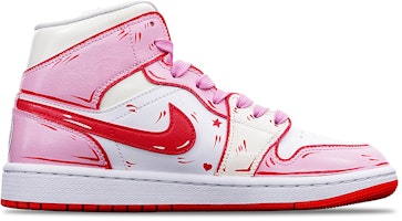 【定製球鞋】 Jordan Air Jordan 1 Mid 哈瓦那紅 二次元線條 美少女戰士 限量特殊鞋盒 中幫 復古籃球鞋 女款 粉白色 Order 【定製球鞋】 Jordan Air Jordan 1 Mid 哈瓦那紅 二次元線條 美少女戰士 限量特殊鞋盒 中幫 復古籃球鞋 女款 粉白色