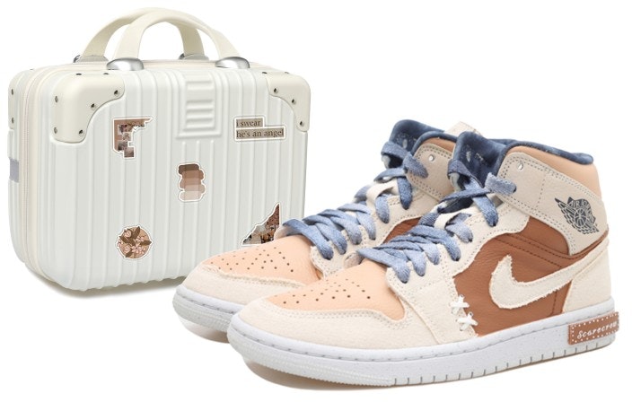 custom-shoes-women-air-jordan-1-mid-sandy-white-bear