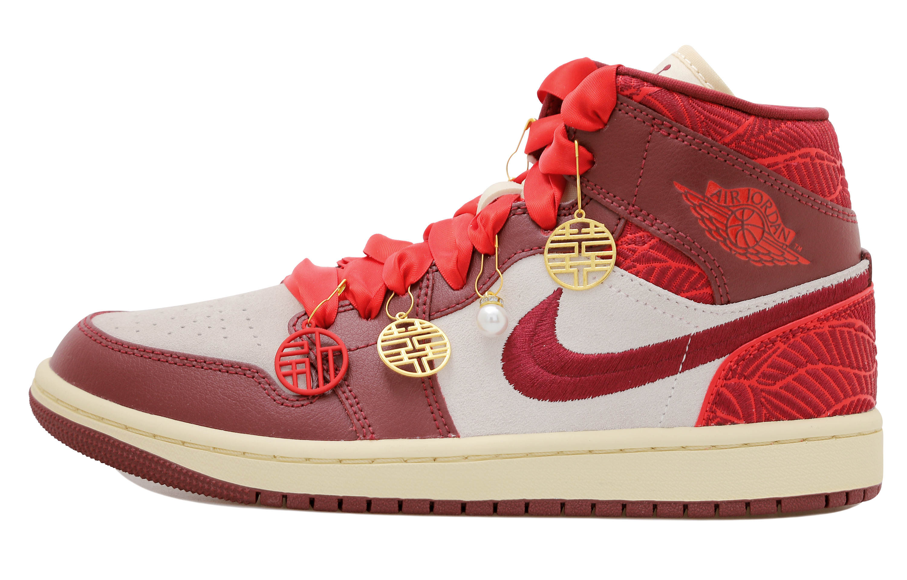 Order (W) [Zapatillas Personalizadas] Air Jordan 1 Mid 'Seda Roja China' DZ2820-601(Team拾玖-吉祥婚鞋S-BOX）