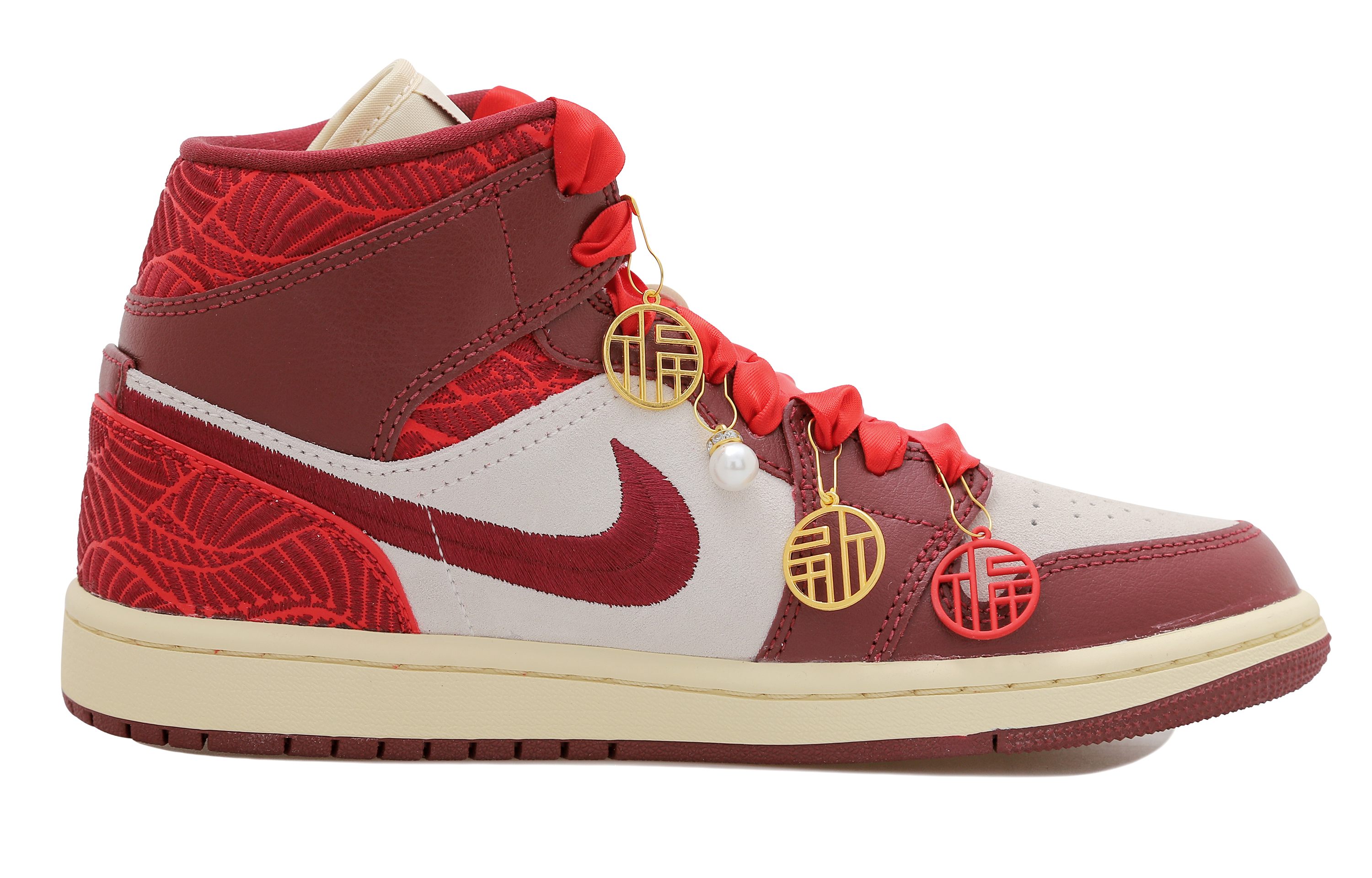 Lookbook (W) [Zapatillas Personalizadas] Air Jordan 1 Mid 'Seda Roja China' DZ2820-601(Team拾玖-吉祥婚鞋S-BOX）