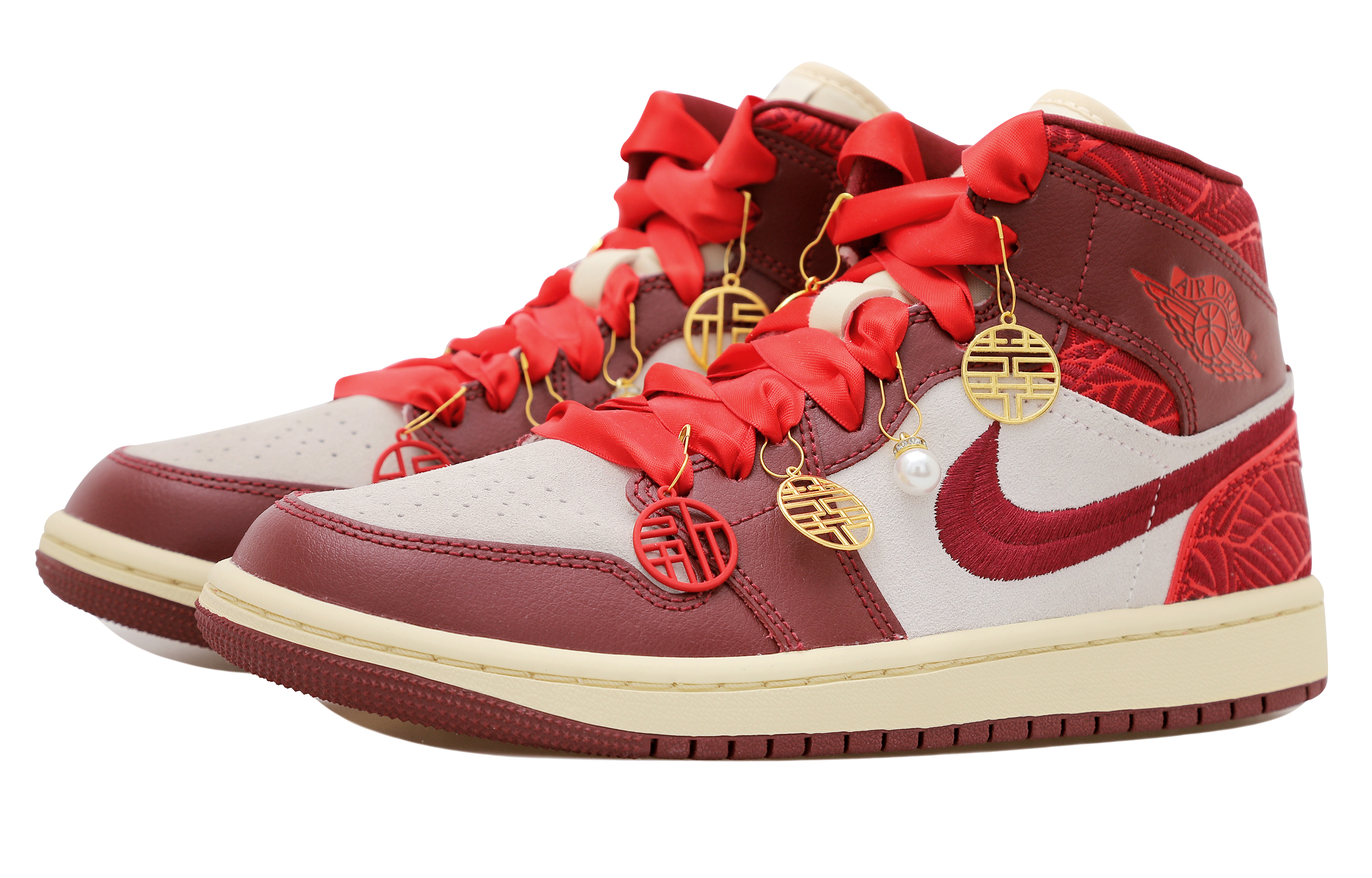 Shop (W) [Zapatillas Personalizadas] Air Jordan 1 Mid 'Seda Roja China' DZ2820-601(Team拾玖-吉祥婚鞋S-BOX）