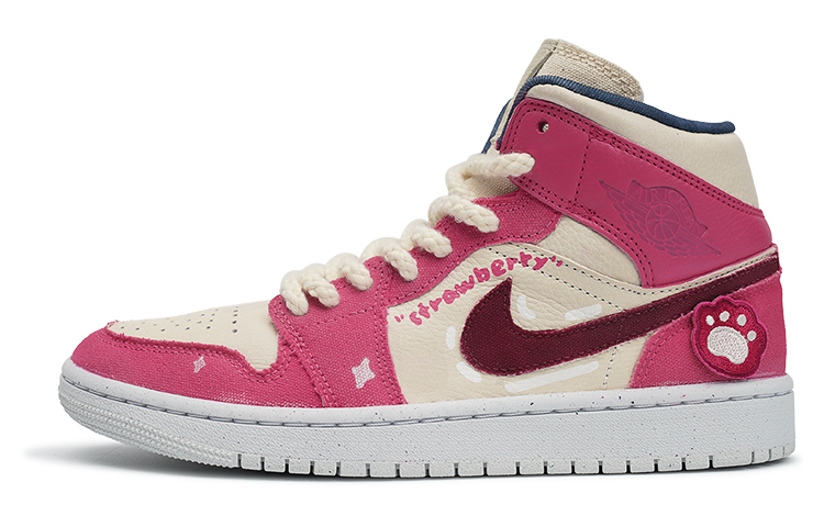 Buy (W) [Sepatu Custom] Air Jordan 1 Mid 'Strawberry Bear' DM9126-104-466812