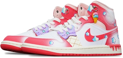 (W) 에어 조던 1 미드 '딸기 아이스크림' (커스텀) BQ6472-186(TeamT-冰淇淋红白S-BOX) Lookbook (W) 에어 조던 1 미드 '딸기 아이스크림' (커스텀) BQ6472-186(TeamT-冰淇淋红白S-BOX)