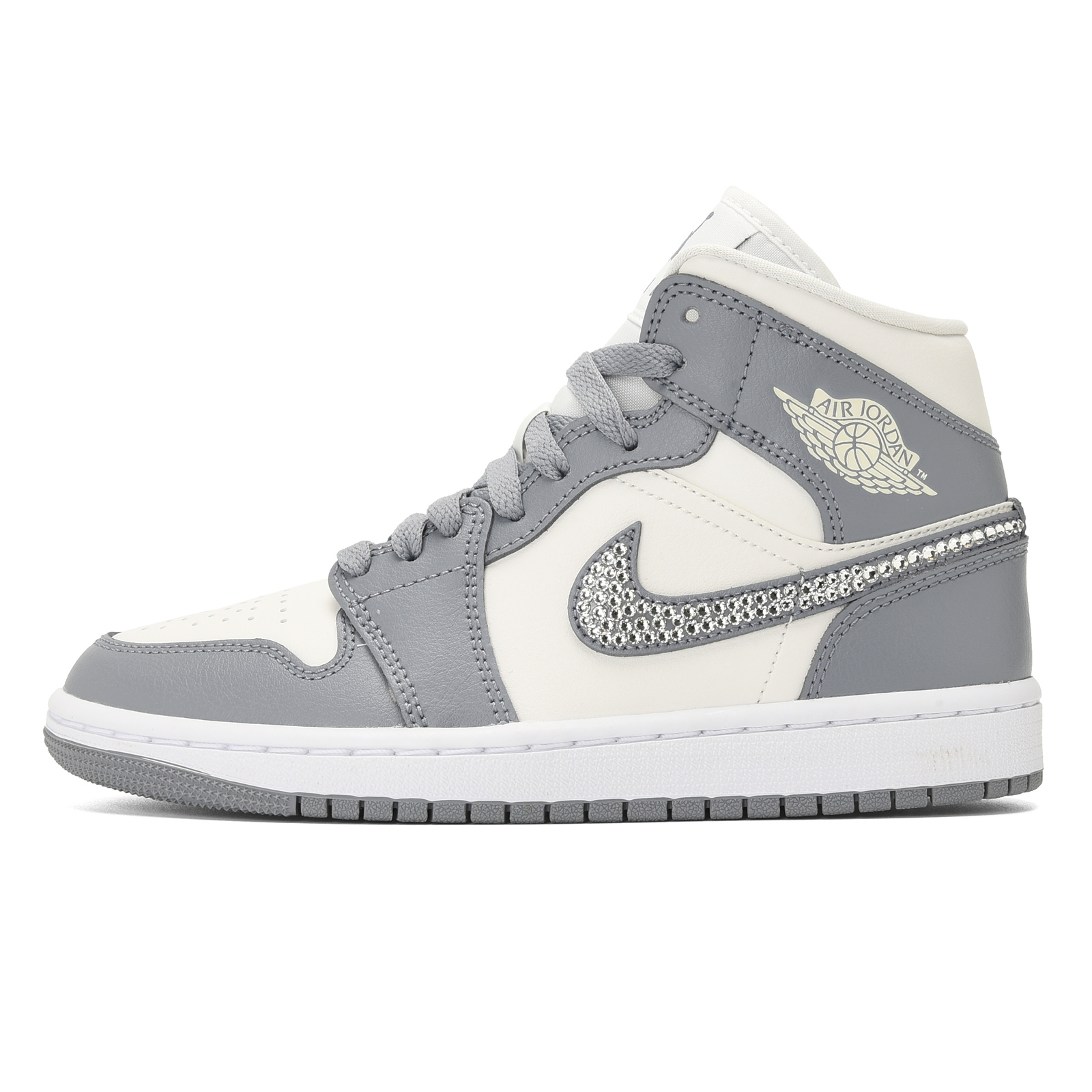 Buy (W) [定制鞋] Air Jordan 1 Mid '施华洛世奇水晶灰白' BQ6472-115(Team23-水晶钻-灰白)