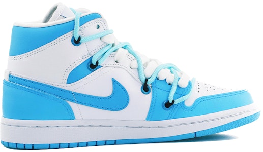 【定制球鞋】喬丹 Air Jordan 1 北卡藍 藍色海洋 氣泡海浪 中幫 復古籃球鞋 女款 北卡藍 Order 【定制球鞋】喬丹 Air Jordan 1 北卡藍 藍色海洋 氣泡海浪 中幫 復古籃球鞋 女款 北卡藍