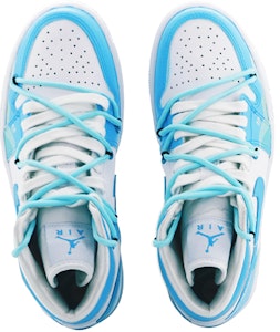 【定制球鞋】喬丹 Air Jordan 1 北卡藍 藍色海洋 氣泡海浪 中幫 復古籃球鞋 女款 北卡藍 Shop 【定制球鞋】喬丹 Air Jordan 1 北卡藍 藍色海洋 氣泡海浪 中幫 復古籃球鞋 女款 北卡藍