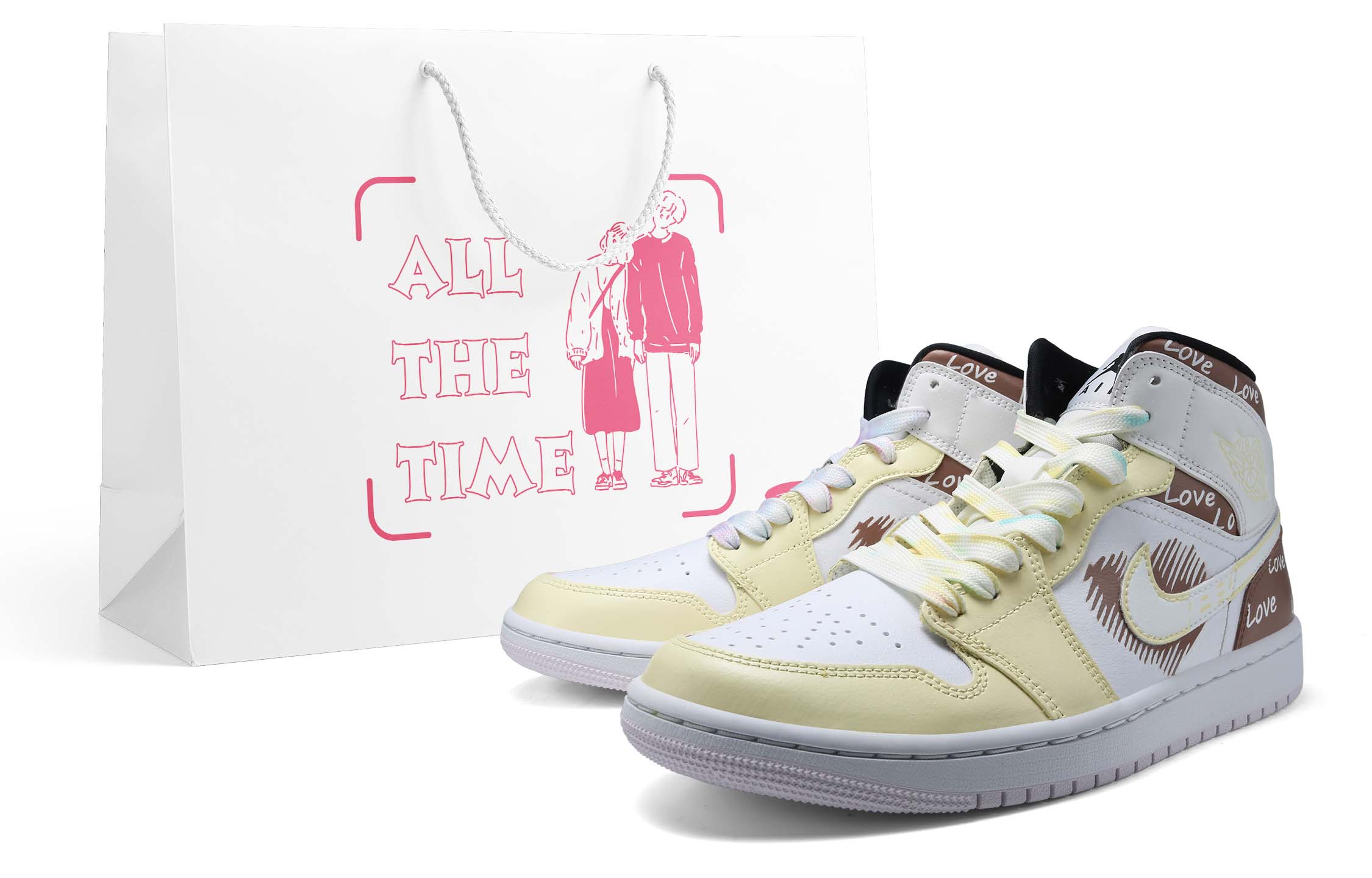 Buy (W) [Sepatu Custom] Air Jordan 1 Mid 'Valentine's Day Love Rose Merah Muda' BQ6472-500(Team36-女款甜心LOVE玫瑰粉)