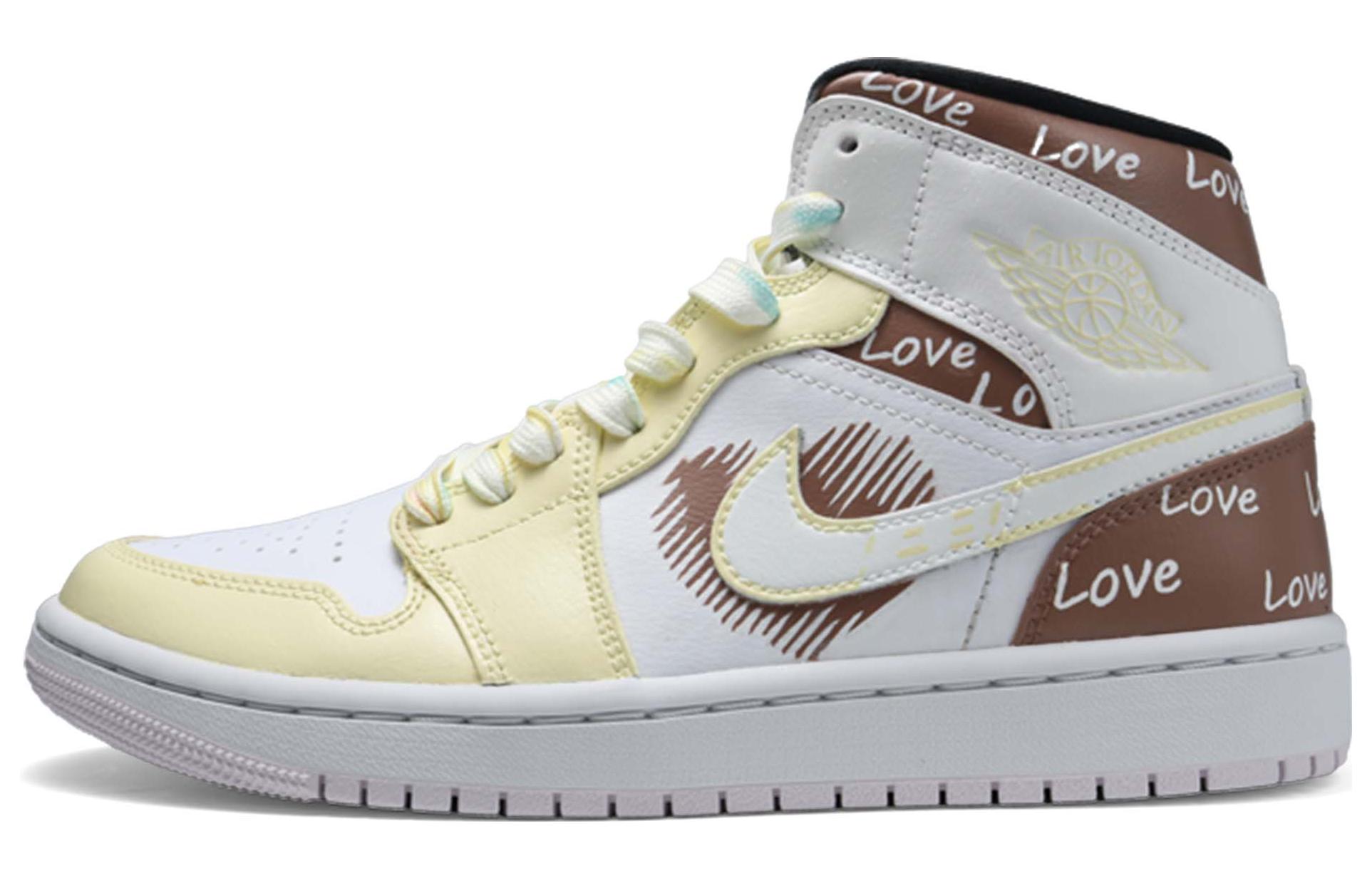 Order (W) [Sepatu Custom] Air Jordan 1 Mid 'Valentine's Day Love Rose Merah Muda' BQ6472-500(Team36-女款甜心LOVE玫瑰粉)