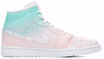 Order 【定制球鞋】Jordan Air Jordan 1 情侶 漸變 腰果花 愛心 情人節 520定制 中幫 復古籃球鞋 女款 粉藍