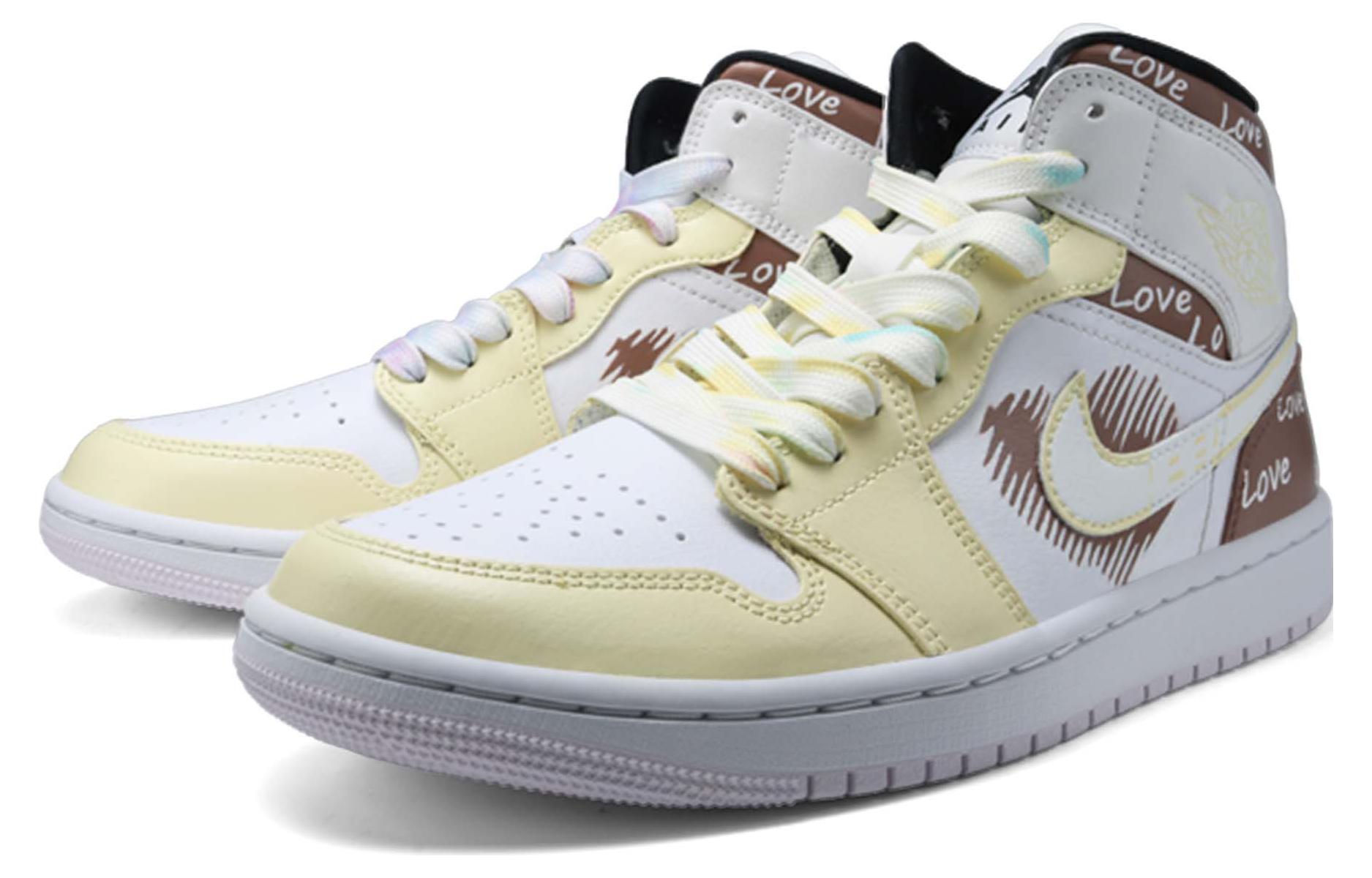 Shop (W) [Sepatu Custom] Air Jordan 1 Mid 'Valentine's Day Love Rose Merah Muda' BQ6472-500(Team36-女款甜心LOVE玫瑰粉)