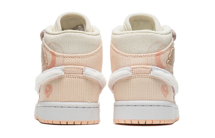 Shop (W) [Sepatu Custom] Air Jordan 1 Mid 'Valentine Corduroy - Putih Pink' DA8009-108(TeamB-情人节星光白粉S-BOX)