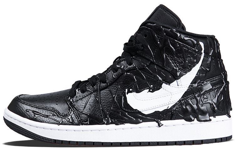 Buy 【訂製球鞋】Jordan Air Jordan 1 Mid 超級英雄系列 毒液 侵蝕 噴繪 特殊訂製材料 潮流百搭 中幫 籃球鞋 女款 黑色