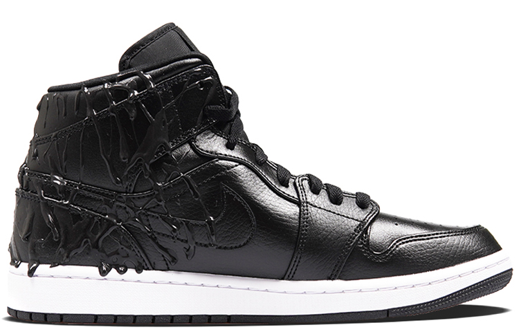 Order 【訂製球鞋】Jordan Air Jordan 1 Mid 超級英雄系列 毒液 侵蝕 噴繪 特殊訂製材料 潮流百搭 中幫 籃球鞋 女款 黑色