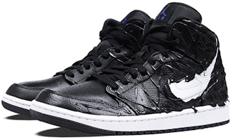 【訂製球鞋】Jordan Air Jordan 1 Mid 超級英雄系列 毒液 侵蝕 噴繪 特殊訂製材料 潮流百搭 中幫 籃球鞋 女款 黑色 Lookbook 【訂製球鞋】Jordan Air Jordan 1 Mid 超級英雄系列 毒液 侵蝕 噴繪 特殊訂製材料 潮流百搭 中幫 籃球鞋 女款 黑色
