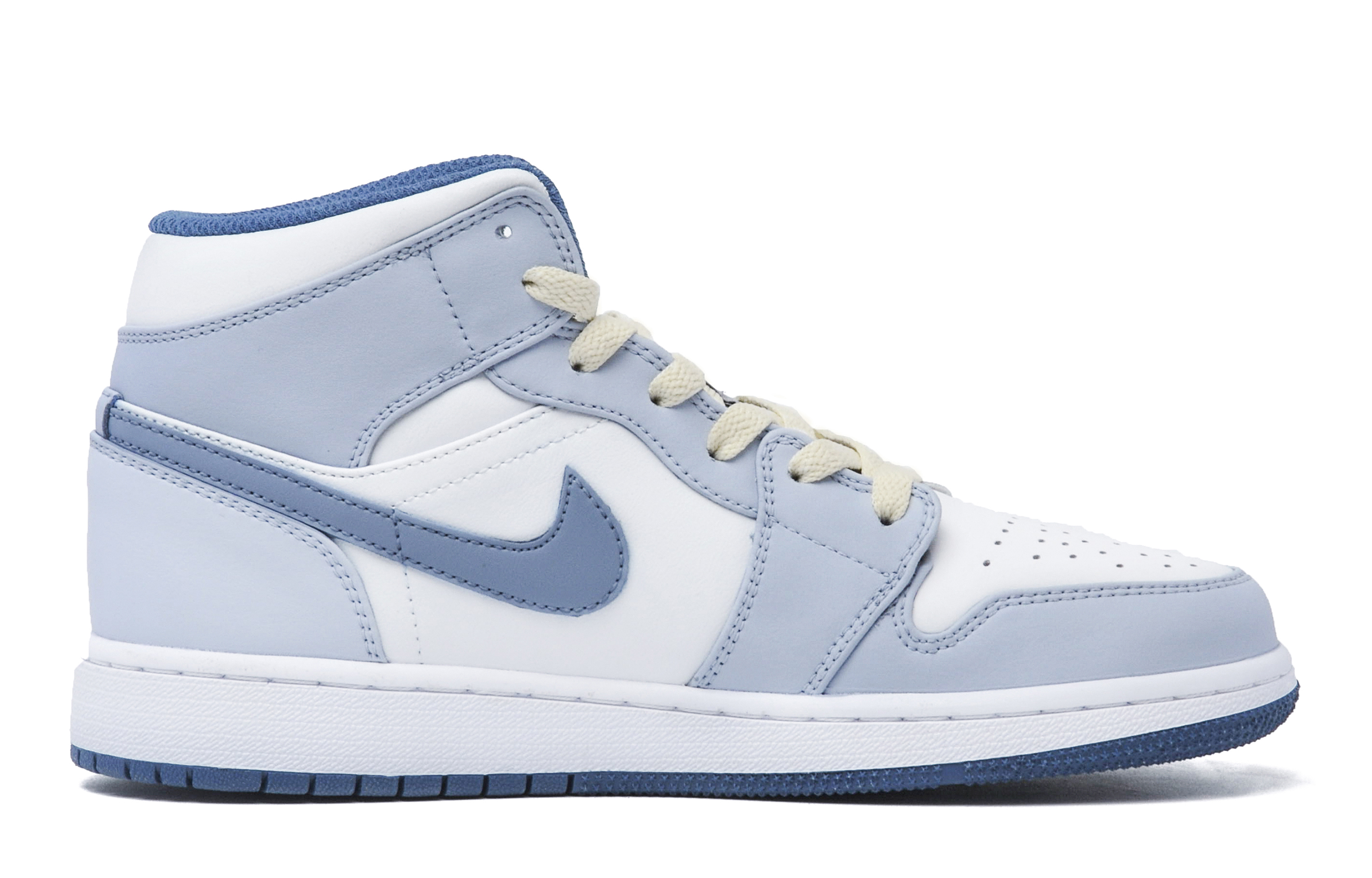 Order (W) [カスタムシューズ] レディース エアジョーダン1 ミッド 'ホワイトブルーハートフェルト' DQ8423-014(Team94-爱意心语)