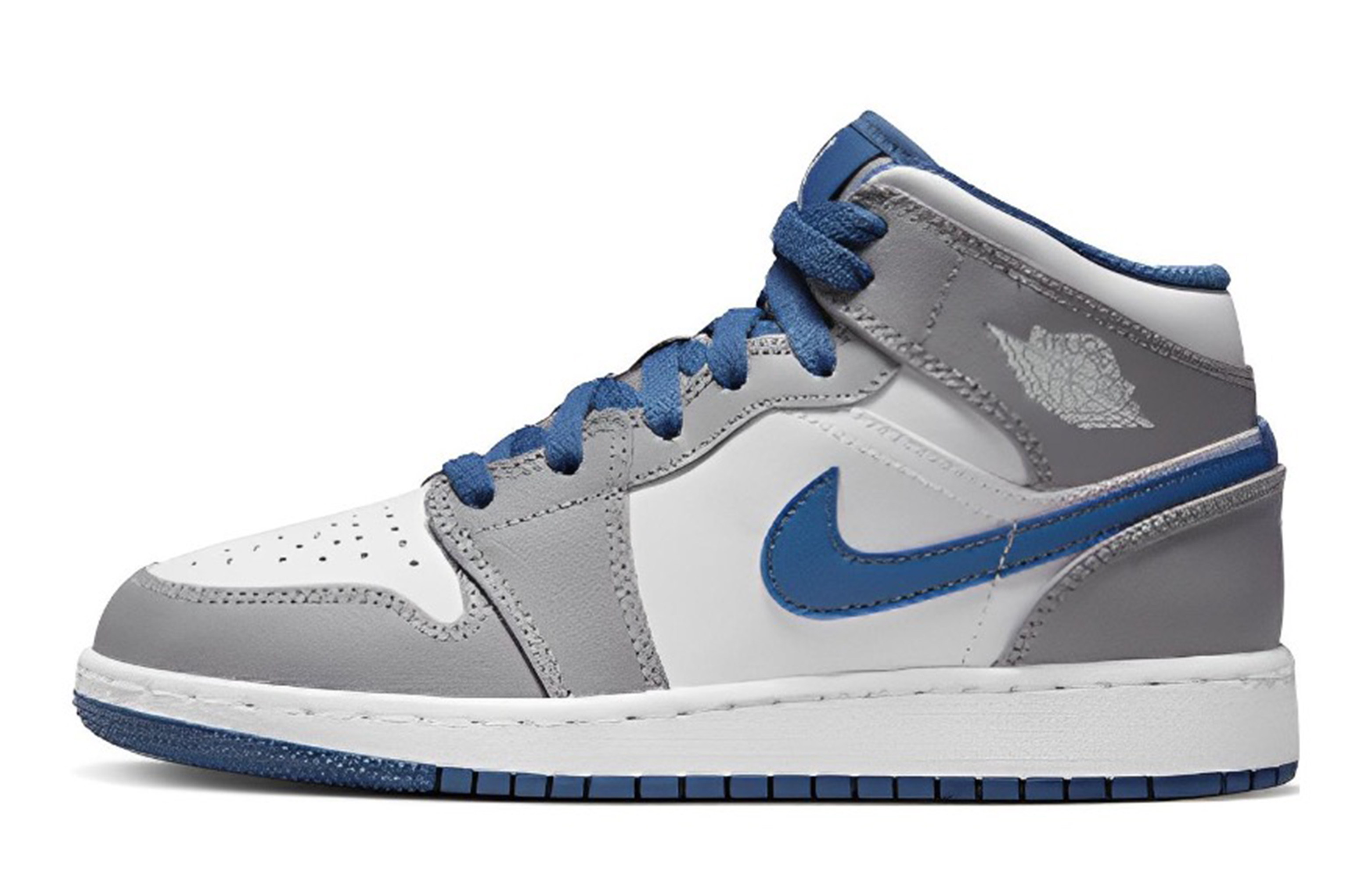 Details for (W) [カスタムシューズ] レディース エアジョーダン1 ミッド 'ホワイトブルーハートフェルト' DQ8423-014(Team94-爱意心语)