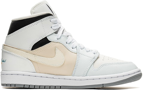 【定制球鞋】Jordan Air Jordan 1 Mid 花語系列 野鶴製造 小雛菊限定 中幫 復古籃球鞋 女款 灰白 Order 【定制球鞋】Jordan Air Jordan 1 Mid 花語系列 野鶴製造 小雛菊限定 中幫 復古籃球鞋 女款 灰白