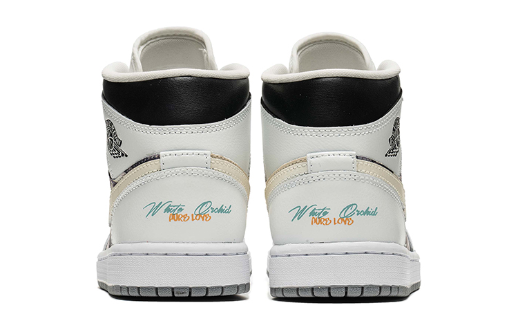 Shop (W) [Sepatu Kustom] Air Jordan 1 Mid 'Wild Crane Little Daisy Abu Putih' BQ6472-115(TeamB-情人节女款灰白)