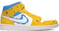 Order (W) 에어 조던 1 미드 '옐로우 블루 화이트 커스텀 카툰' 554725-129(Team-E女款海绵宝宝黄蓝白)