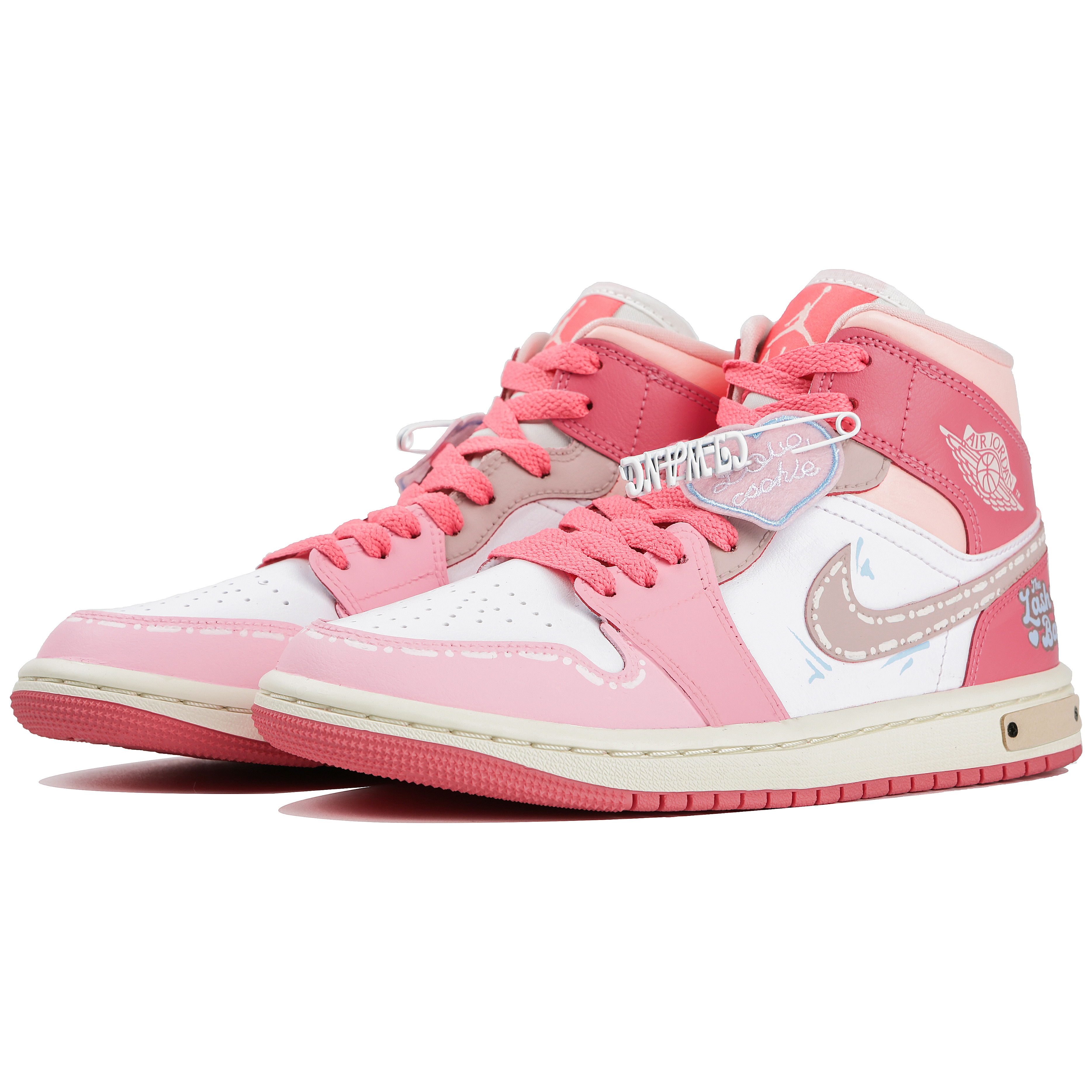 Shop (W) [Kasut Custom] Air Jordan 1 Mid 'Lompatan Muda Merah Jambu' BQ6472-186(Team4-女款跃动青春SBOX)