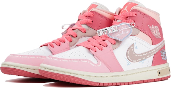 【客製化球鞋】Jordan Air Jordan 1 Mid 跃动青春 童心未泯 甜妹 禮盒 高筒 復古籃球鞋 女款 粉 Shop 【客製化球鞋】Jordan Air Jordan 1 Mid 跃动青春 童心未泯 甜妹 禮盒 高筒 復古籃球鞋 女款 粉