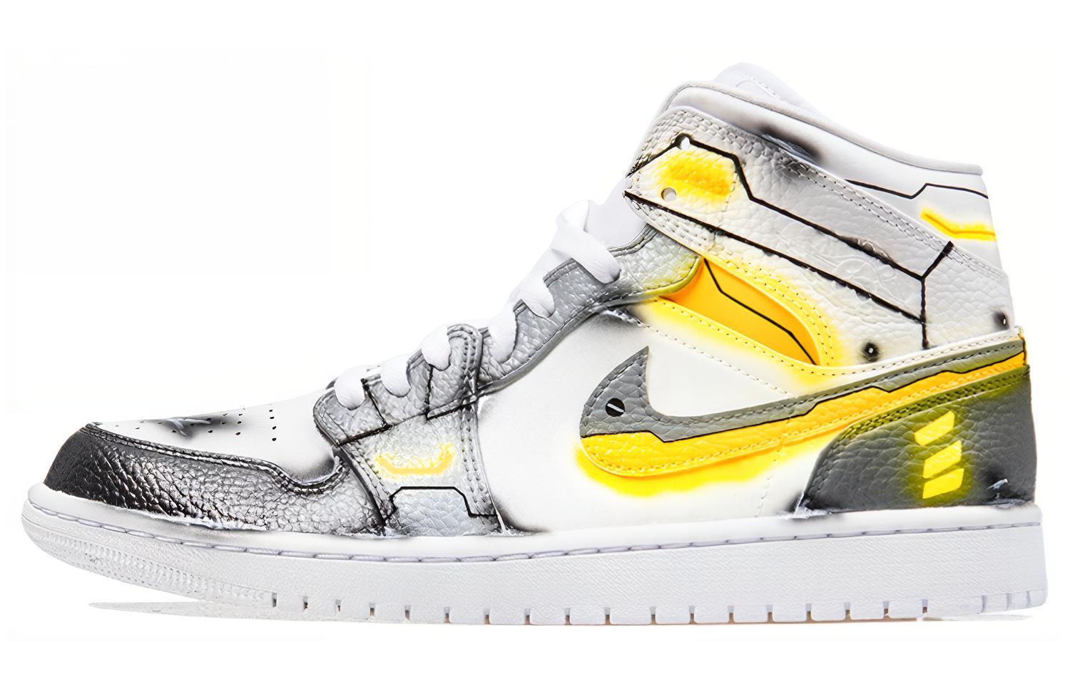 Buy (W) [Kasut Custom] Air Jordan 1 Mid 'Yuanji Project - Pahlawan Berperisai' 554725-130(Team-P女款英雄联盟剑圣灰橙色)