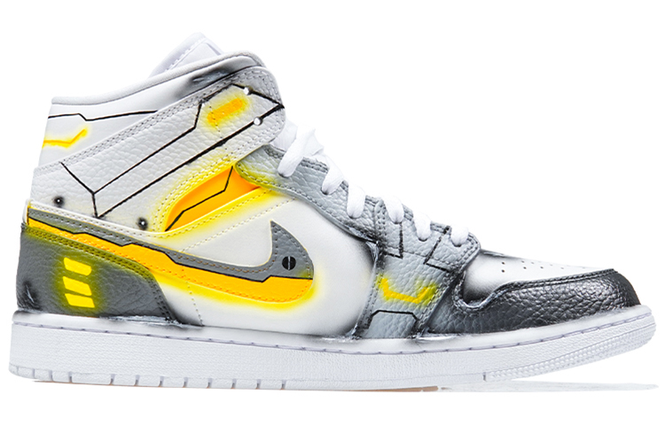 Order (W) [Kasut Custom] Air Jordan 1 Mid 'Yuanji Project - Pahlawan Berperisai' 554725-130(Team-P女款英雄联盟剑圣灰橙色)